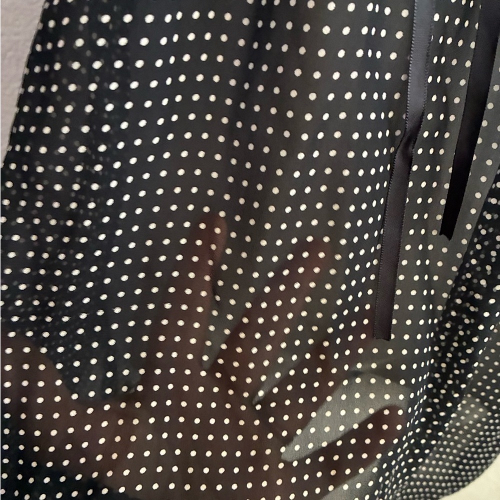 New Tower Black Sheer White Polka Dots Pattern S - Picture 9 of 12